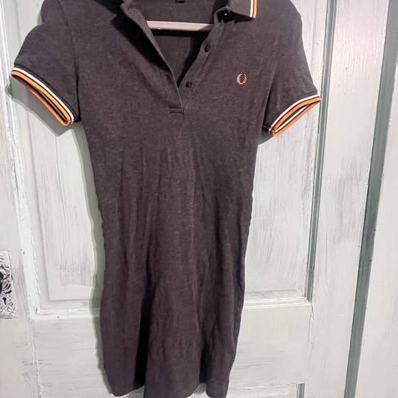 Fred Perry Charcoal Polo Dress with Orange Accents - Picture 1 of 3